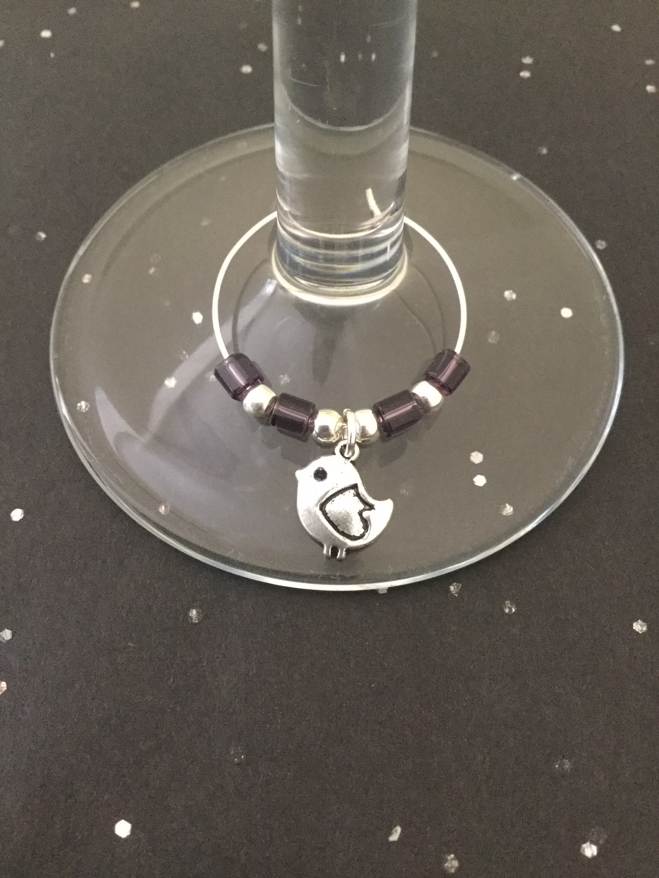Purple Bird Wine Glass Charm/Animal Charms Decor Lover Gift