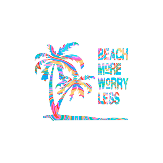 Beach More Worry Less Decal Palm Trees Vibes Home Decor Wall Car Coastal Living
