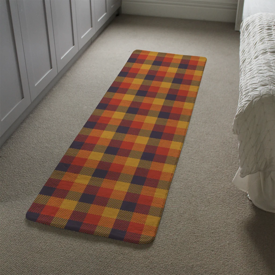 Krall Check Designer Shaggy Black/Orange/Yellow Rug