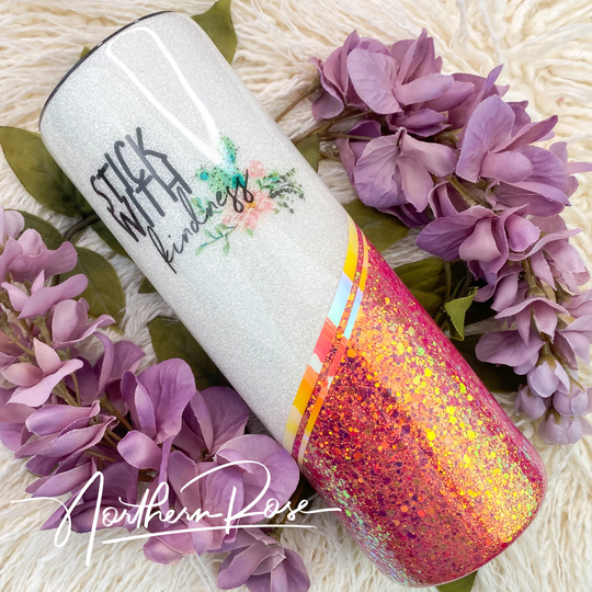Ready To Ship - Stick With Kindness Glitter Tumbler Aztec Personalized Cup Cup