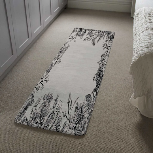 Lamoureux Hand Drawn Roses Designer Shaggy Grey/Black Rug