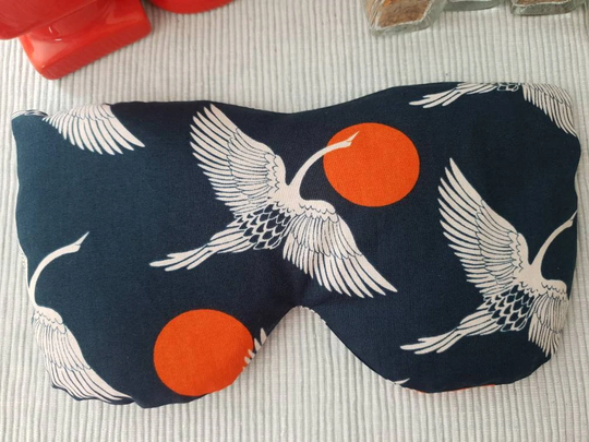 Bird, Crane Microwave Eye Pillow, Organic Oversized Eyemask, Lavender, Chamomile, Unscented Reusable Eyecare Gift, Wellbeing Gift