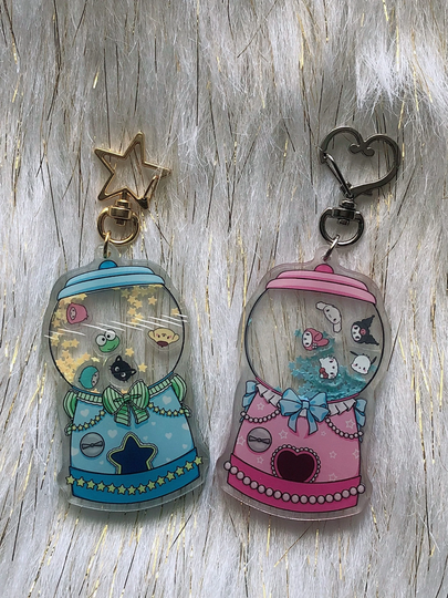 Gumball Keychain | Cat Shaker Keychains Acrylic Charms Gift For Her Bag Charm Charm Kawaii