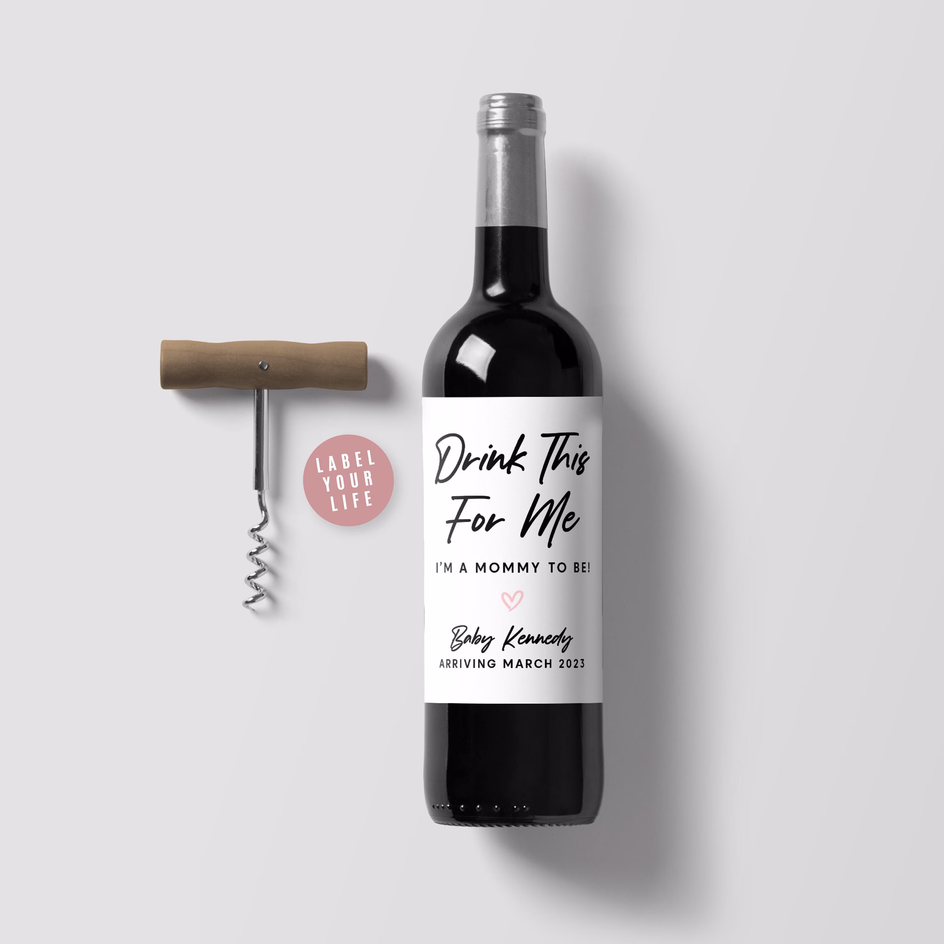 Baby Announcement Wine Labels, Drink This For Me I'm A Mommy To Be