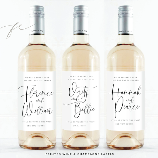Postponed Wine Label For Couple | We're Sorry Your Wedding Was Cancelled Quarantine Wine Personalised Fewl14Q