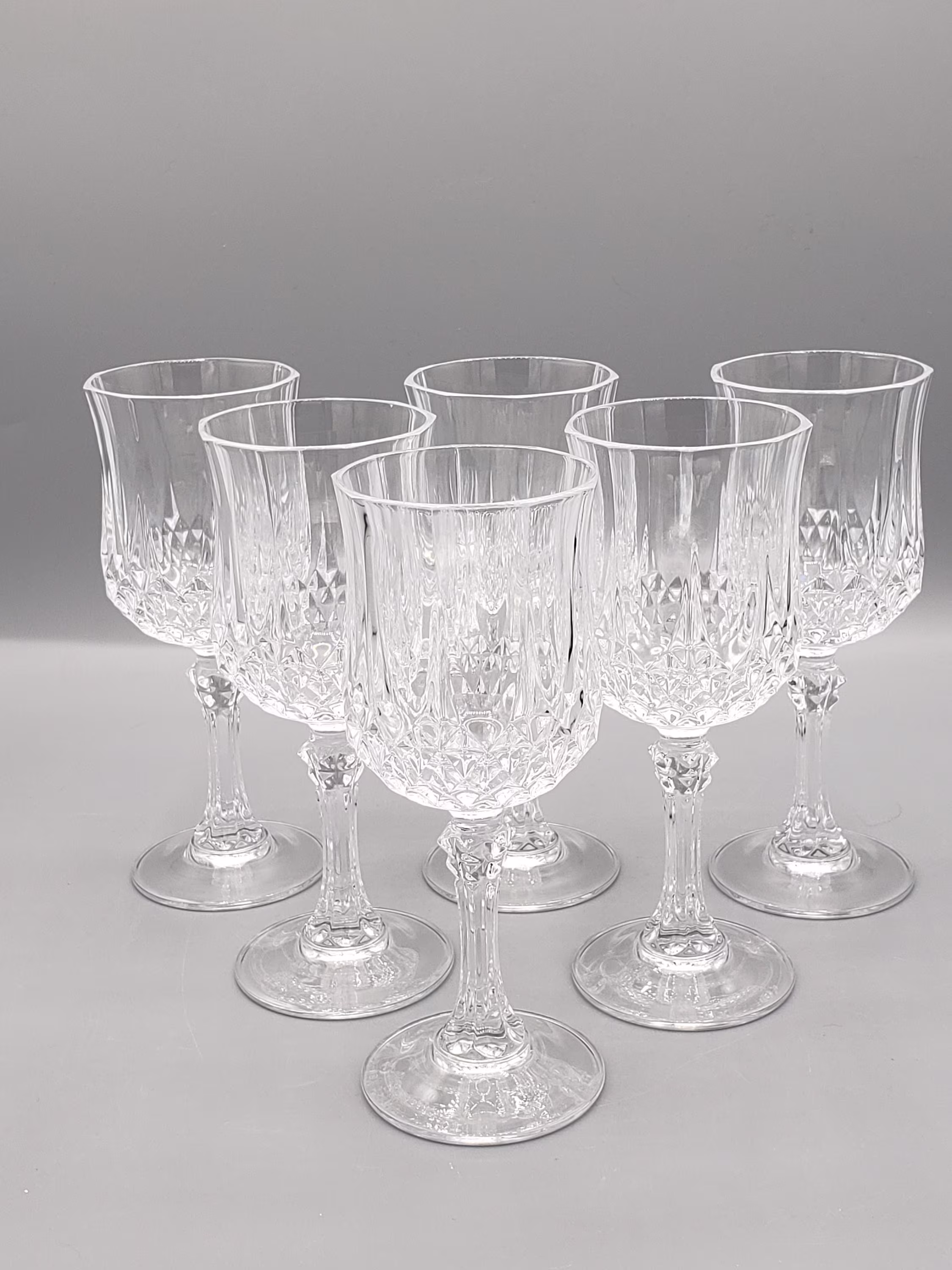 Cristal D'arques Durand Longchamp ~ Last Set Crystal Blown Wine Glasses Home Barware Shabby Chic Vibes Bridal Shower Toasting