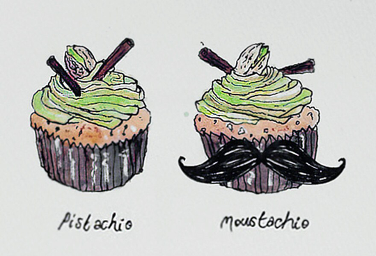 Pistachio-Moustachio// Illustrated Postcard// Recycled Paper