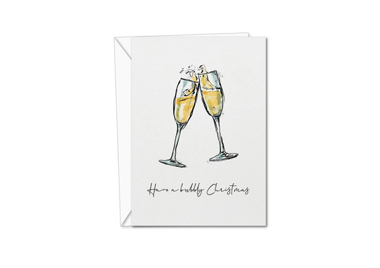 Have A Bubbly Christmas Card | Champagne Set Fun Xmas Cards