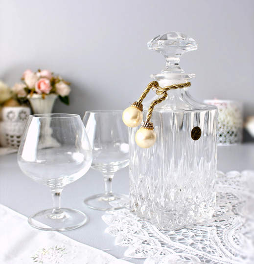 Decanter & Crystal Glasses, Whiskey Brandy Fine Decanter, Rcr Italy, Retro Glassware, Barware, Vintage