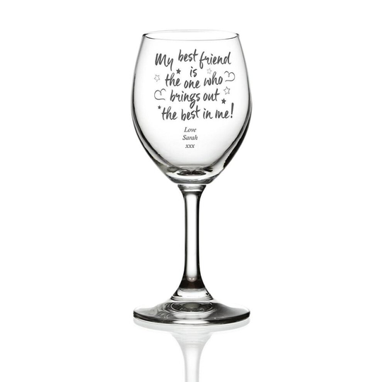 Best Friend Personalised Engraved Wine Glass Gift