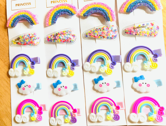 Hair Clips For Girls, Toddler Clip, No Slip Clips, Glitter Rainbow Cloud Gifts
