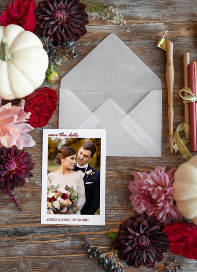 Elegant Custom Save The Date Set With Your Picture, Chic Cards, Photo Personalised Dates