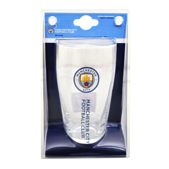 Manchester City FC Official Wordmark Crest Pint Glass