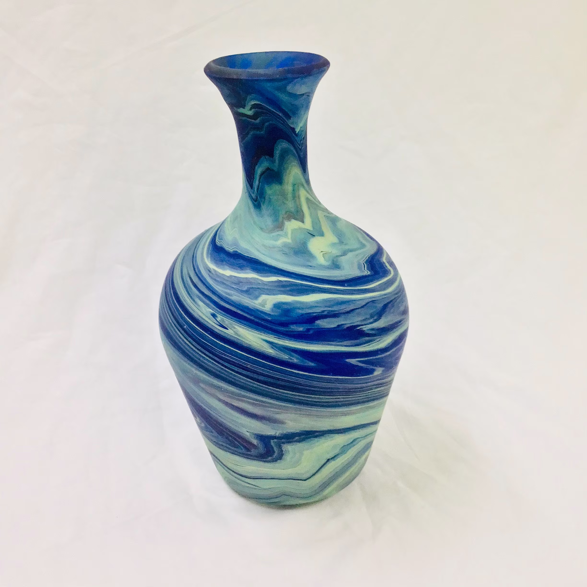 Phoenician Style Hebron Glass Decanter . Hand Made Art Recycled Decorative Mouth Blowing Holy Land