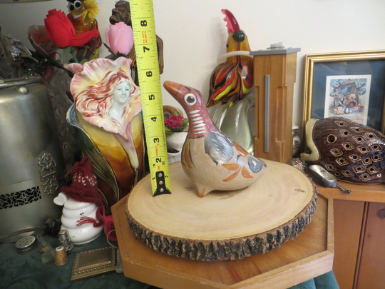 Vintage Mexican Folk Art Bird, Hand Made Painted Pottery