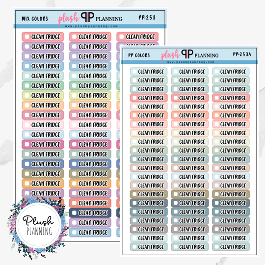 Clean Fridge Checklist Planner Stickers, Mix Colors, Pp Colors, Removable Plush Planning