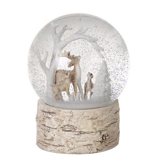 Snow Globe Christmas Deers, Water Globe, Nursery, Office, Living Room Decoration, Enchanted Forest, Winter Wonderland