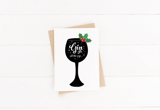 Gin-Gle All The Way Christmas Cards - Gin Glass Design Cc21