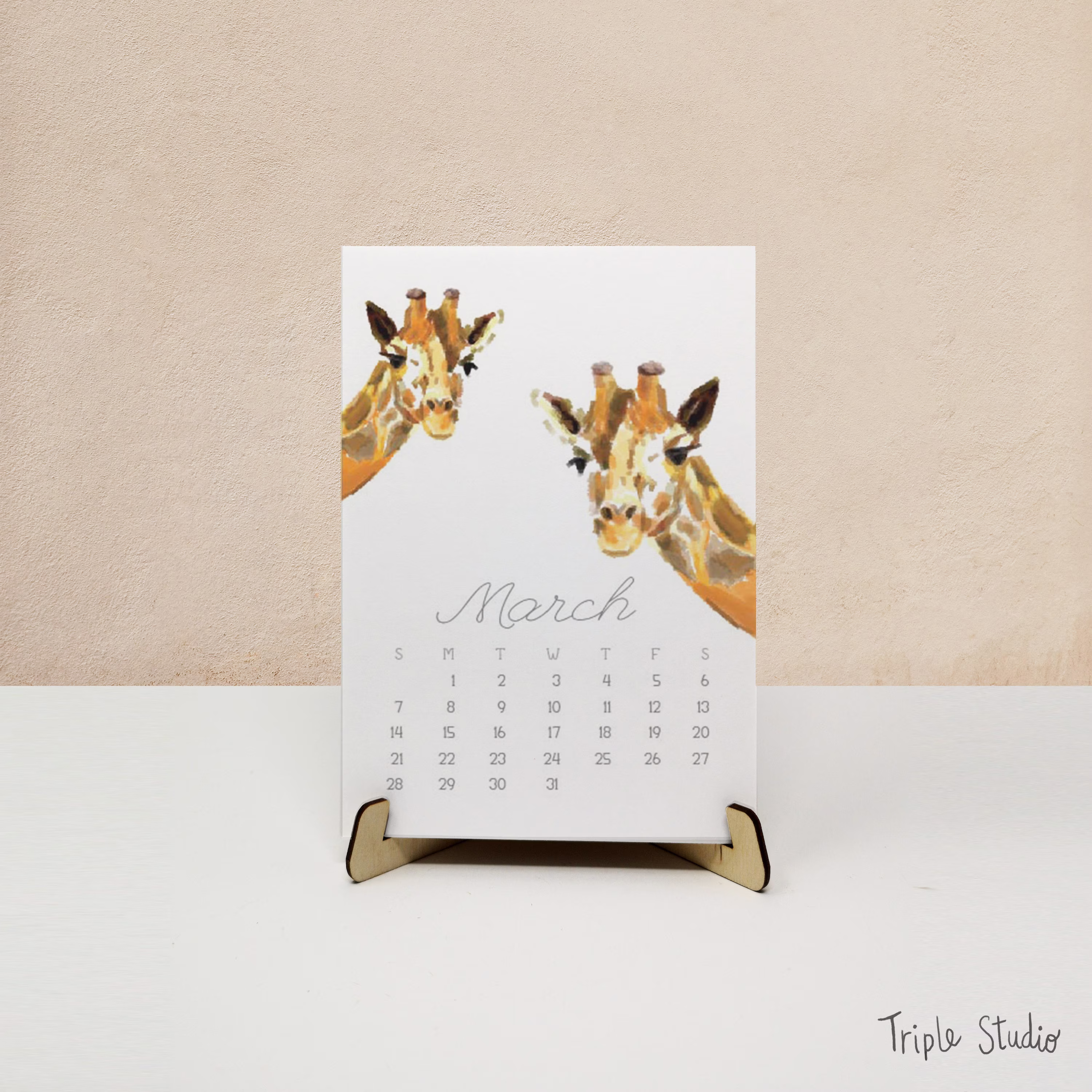 2023 Desk Calendar With Stand - Monthly Animal Art, Gift For Kid, Coworkers, Graduation, Housewarming, New Home Office Wall Decor Baby