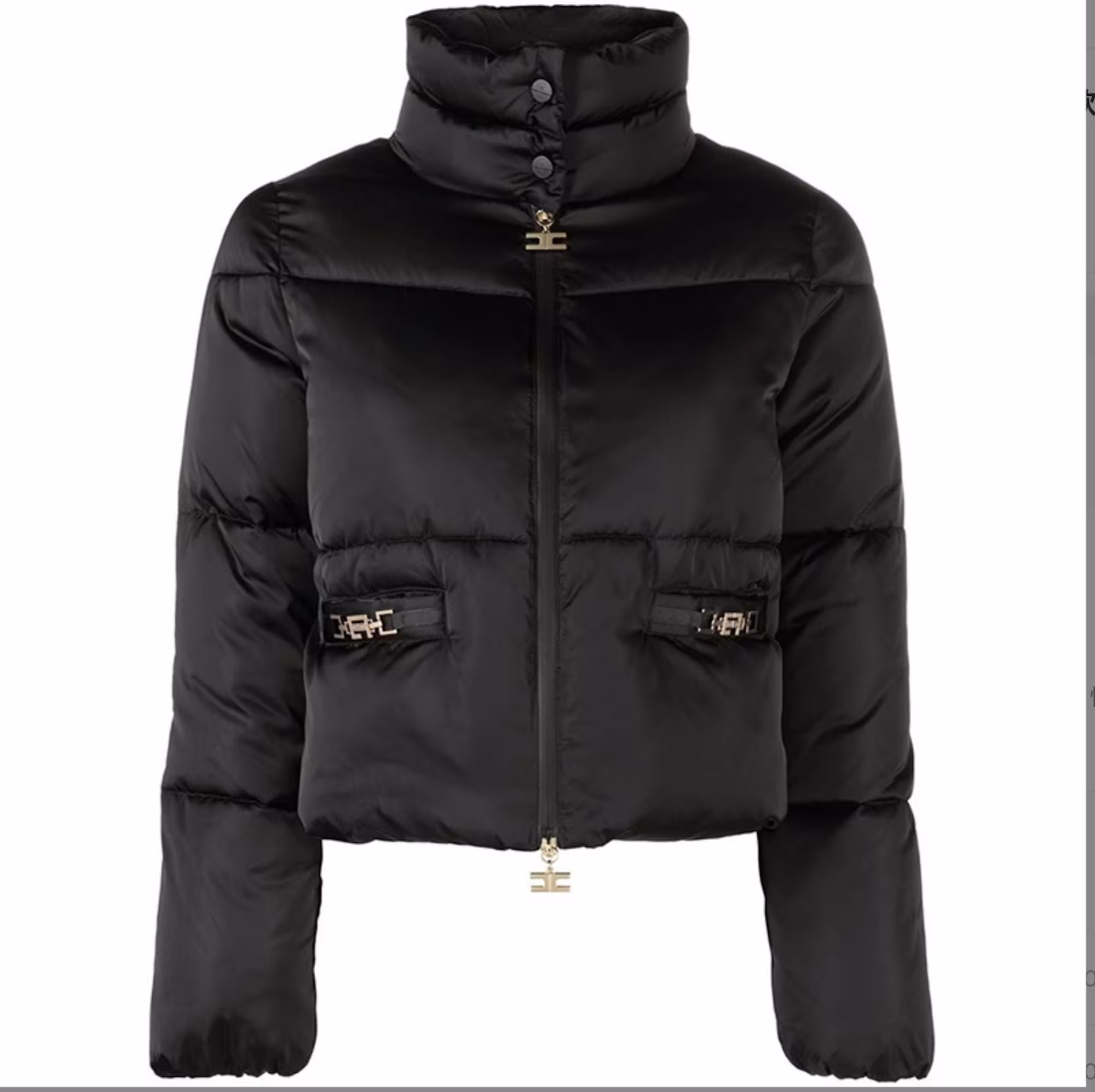 Women's Luxury High Neck Down Feather Corpped Bomber Jacket Coat Black