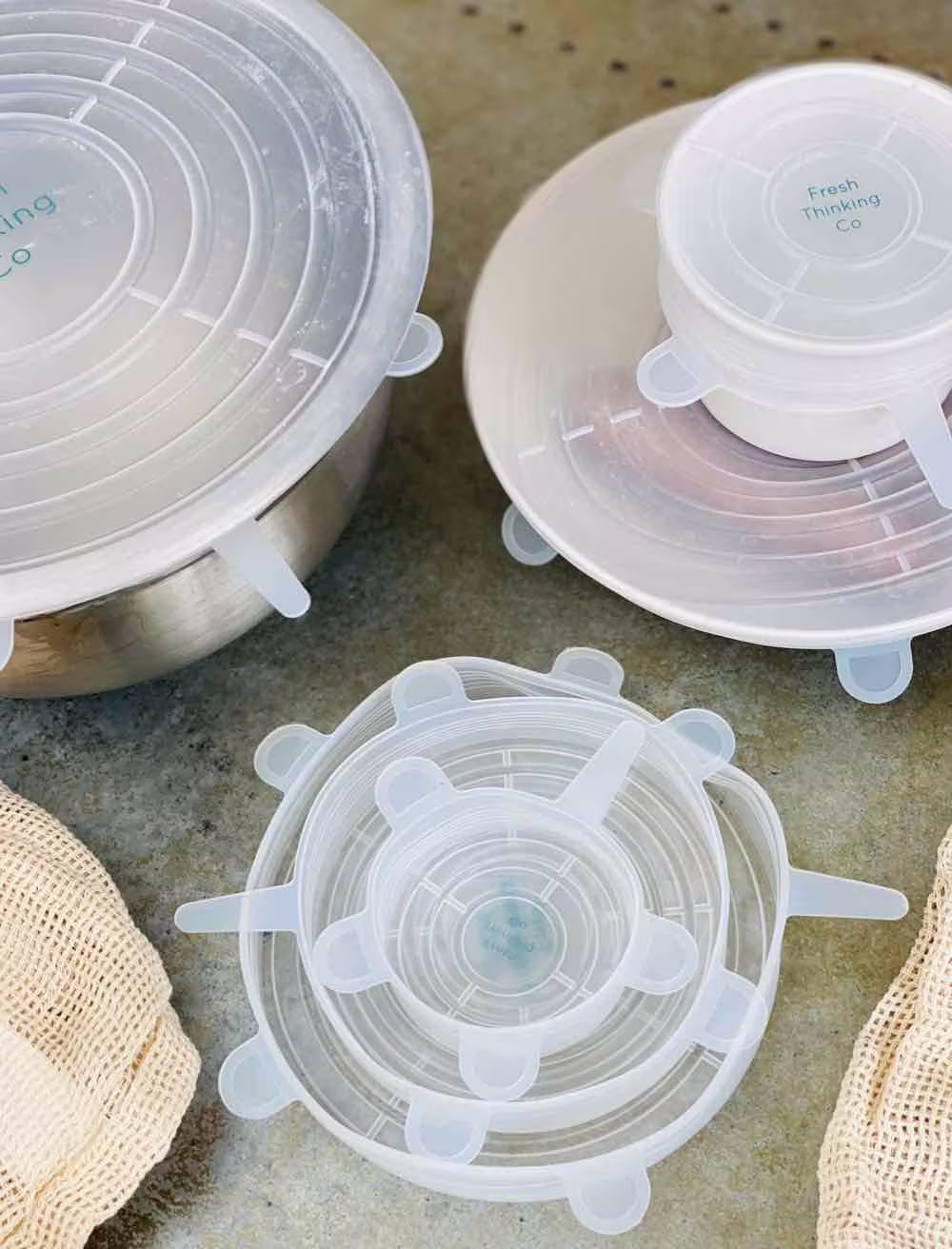 Set Of 6 Stretch Silicone Food Lids
