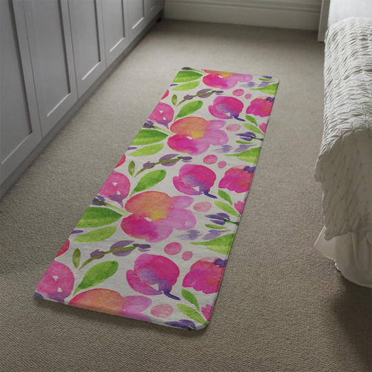 Kinser Botanical Background Designer Shaggy Pink/Green Rug