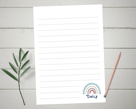Personalised Rainbow Notepad, Custom Name Writing Pad, Tear Off Children's Stationary Gift, To Do List