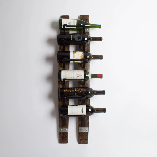 stave & Band 6 Bottle Wall Wine Rack, Dark Walnut Finish