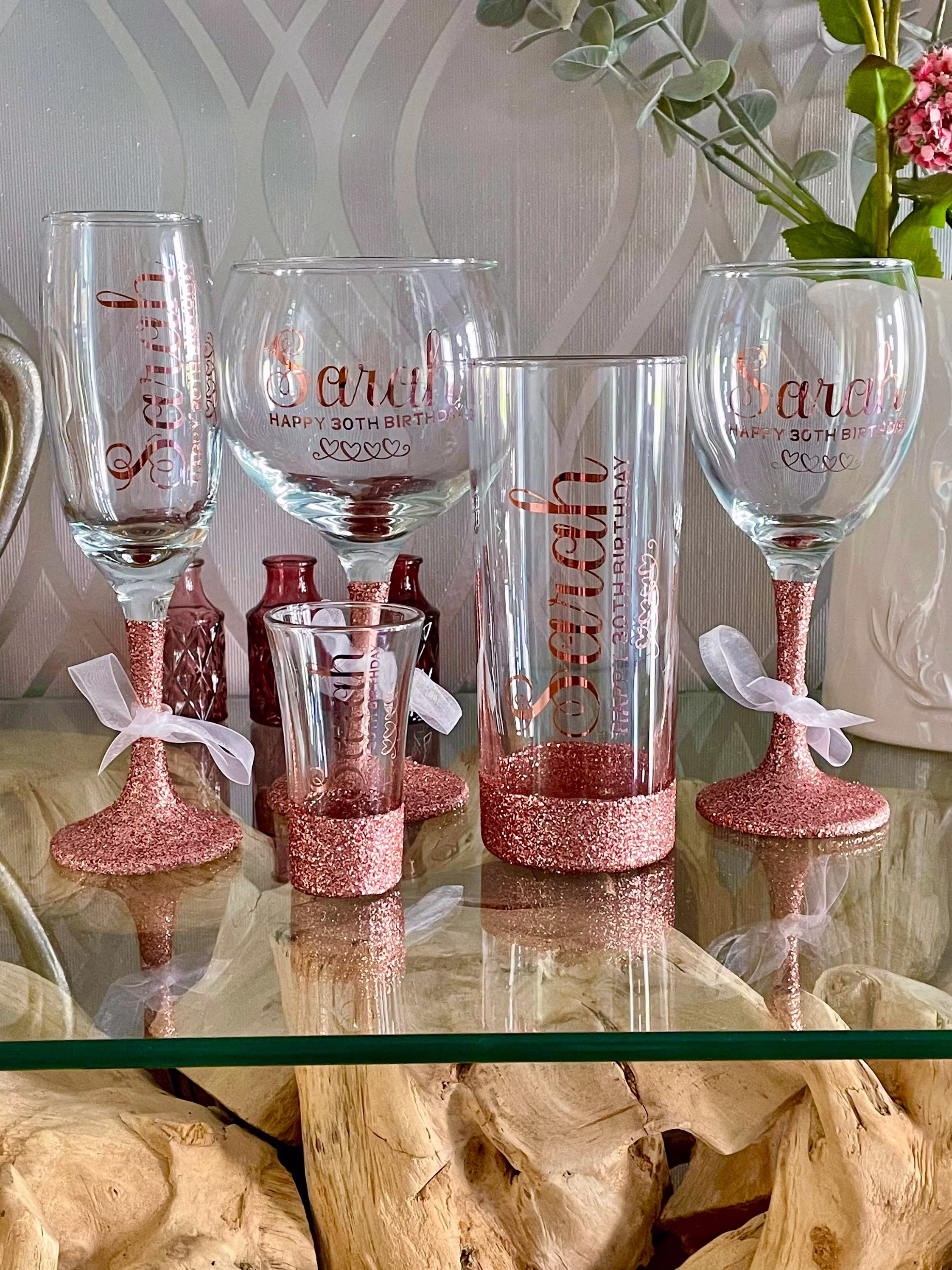 Personalised Glitter Stem Celebration Glass| Gin| Prosecco | Personalised| Thank You|Bridal Party| Valentine's Day