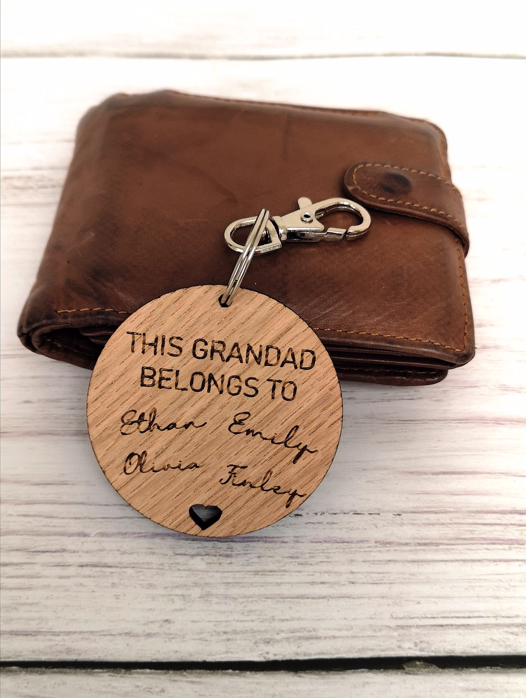 Wooden Grandad Keyring, Personalised Gift For Dad, Custom Gifts Him, Birthday Gifts, Father's Day