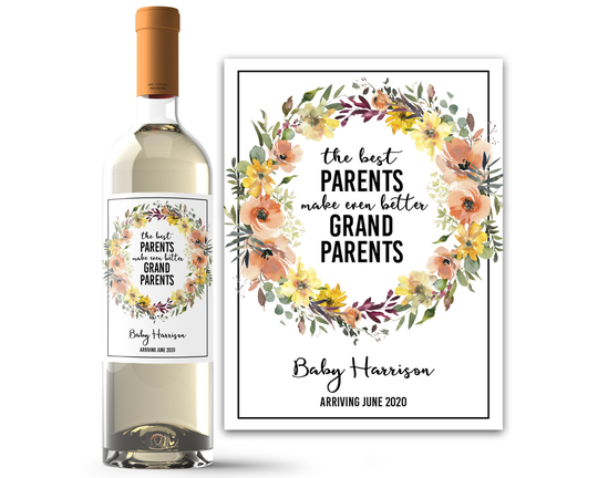 Baby Announcement Grandparent Personalised Wine Label - Pregnancy For Grandparents New Reveal