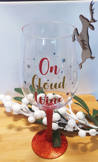 Reindeer Glass Place Settings, Personalised, Christmas Table Decor, Festive Decoration