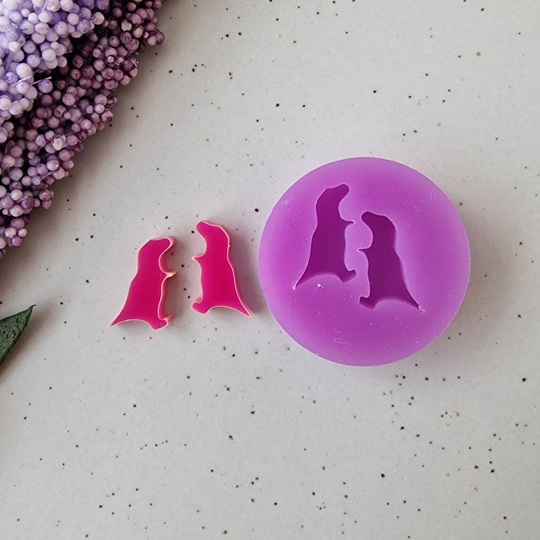 stud Earrings Mold, 15mm Dinosaur T-Rex Resin Mould, Flexible Silicone Polymer Clay Supplies, Supply