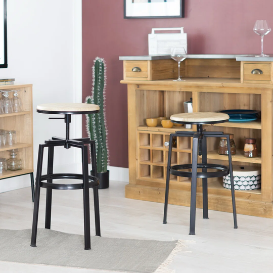 Height Adjustable Swivel Bar Stool(Set Of 2)