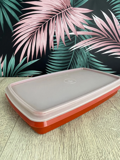 Brick Red Tupperware Lunchbox - Vintage Plastic Storage Container Retro Pantry