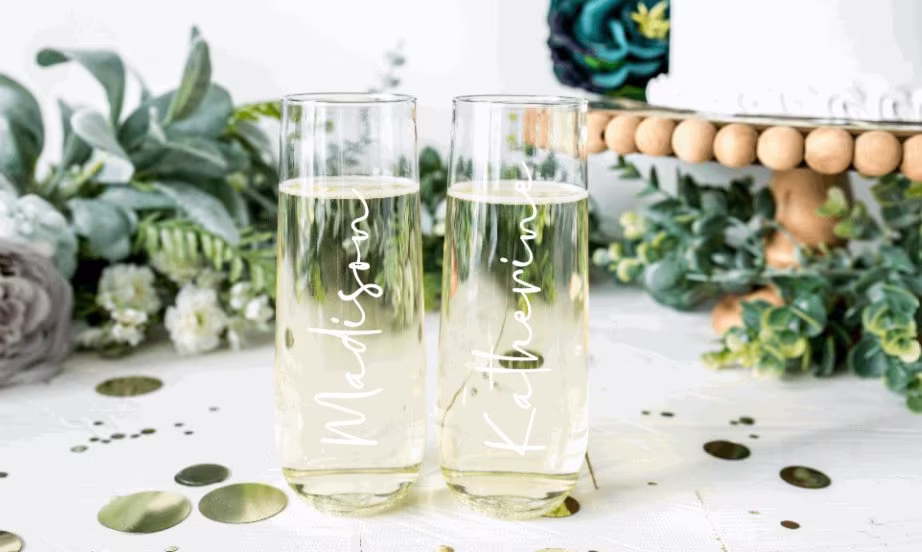 Wedding Party Decals. Personalized Wedding Glass Decals For Champagne Flutes. Bridal Stickers. Bridesamaid Wine