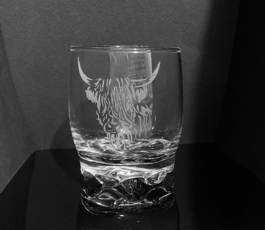 Highland Cow Engraved Whisky Glass Gift