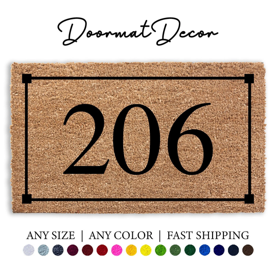 Custom Address Doormat, Flocked Coir Door Mat, Outdoor Welcome Personalized Street Numbers, Housewarming, Realtor Client Gift