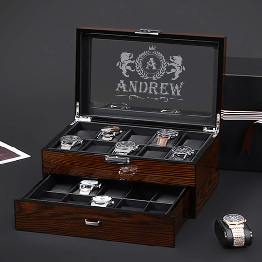 Watch Box For Men, Personalized Storage With 6/10/12/20 Slots, Best Wood Organizer For Personal Stuff Like Airpods, Small Accessories