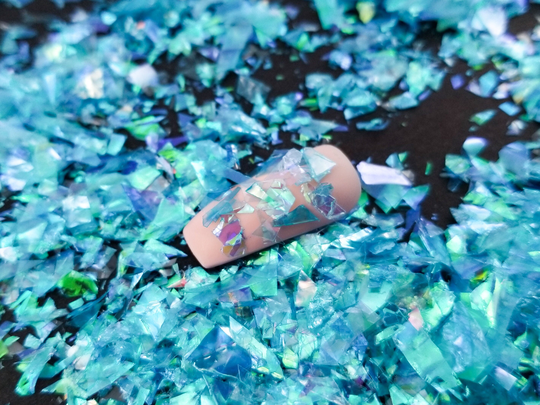 Sky Blue Opal Iridescent Cellophane Shard Glitter, Resin Supplies Kawaii Deco Embellishment, Slime Supplies, Nail Art Decoden