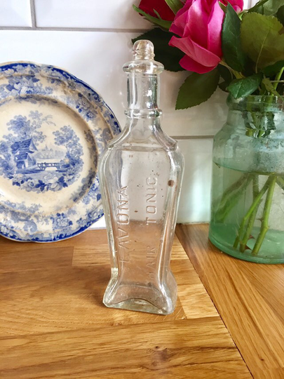 Antique Clear Glass Lavida Hair Tonic Bottle
