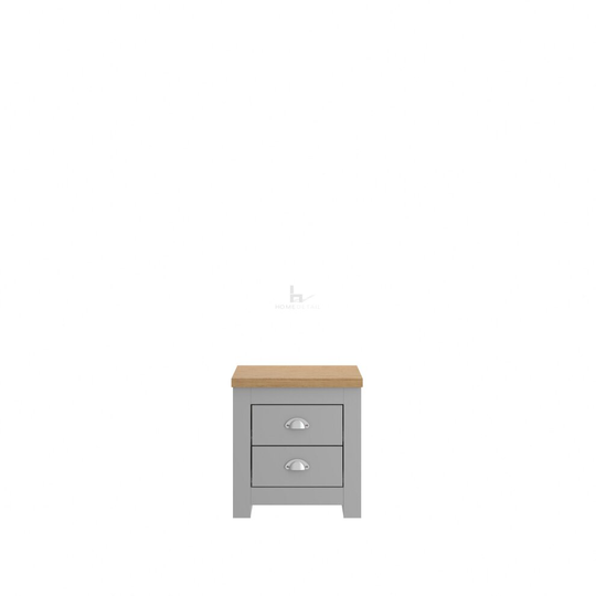 Lancaster Bedside Table with 2 Drawers in Grey