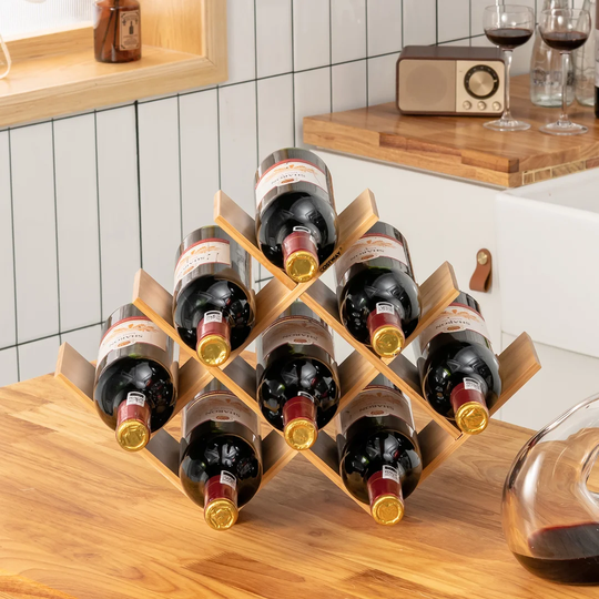 Anouk 8 Bottle Solid Wood Tabletop/Countertop Wine Bottle Rack in Natural
