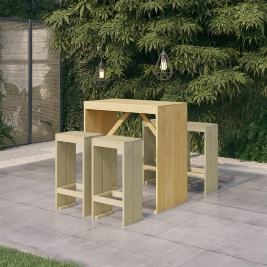 Ebern Designs 5 Piece Garden Bar Set Impregnated Pinewood, 1 Table, 4 Stool