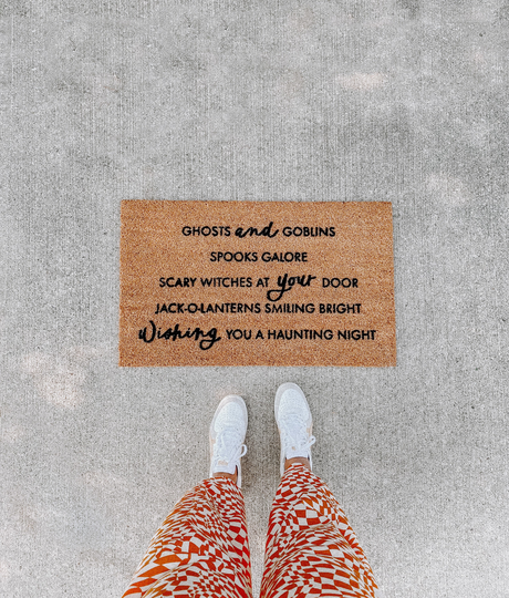 Ghosts & Goblins Doormat | Fall Decor Welcome Mat Custom Outdoor Porch Halloween