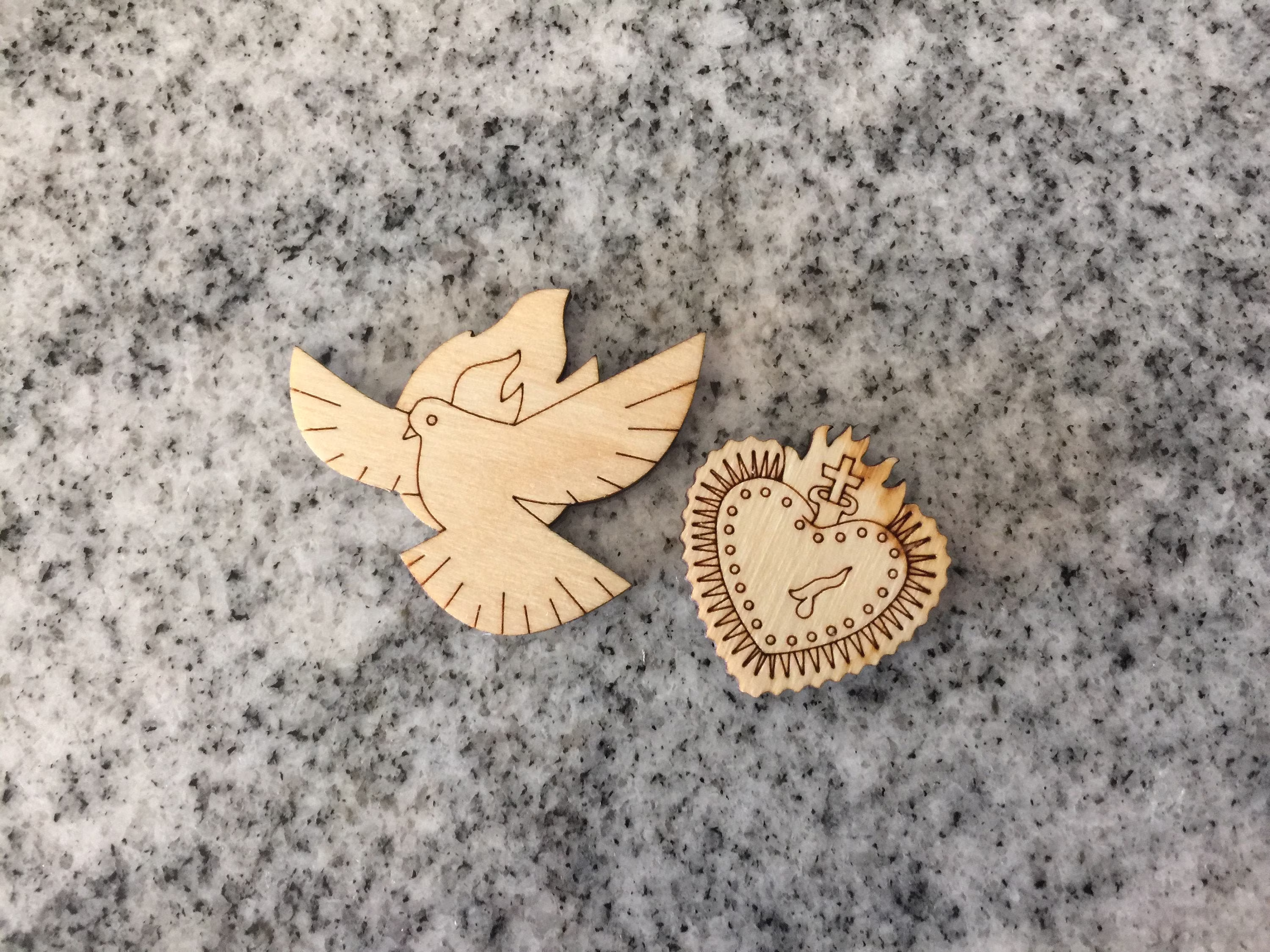 Holy Spirit Dove Or Sacred Heart Fridge Magnet | Laser Cut Wood Home Decor Confirmation Gift Stocking Stuffer