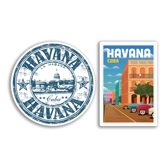 2 X 10cm Havana Vinyl Stickers - Cuban Cuba Map Flag Holiday Travel Adventure Luggage Gift Kids Boys Girls Sticker #78550