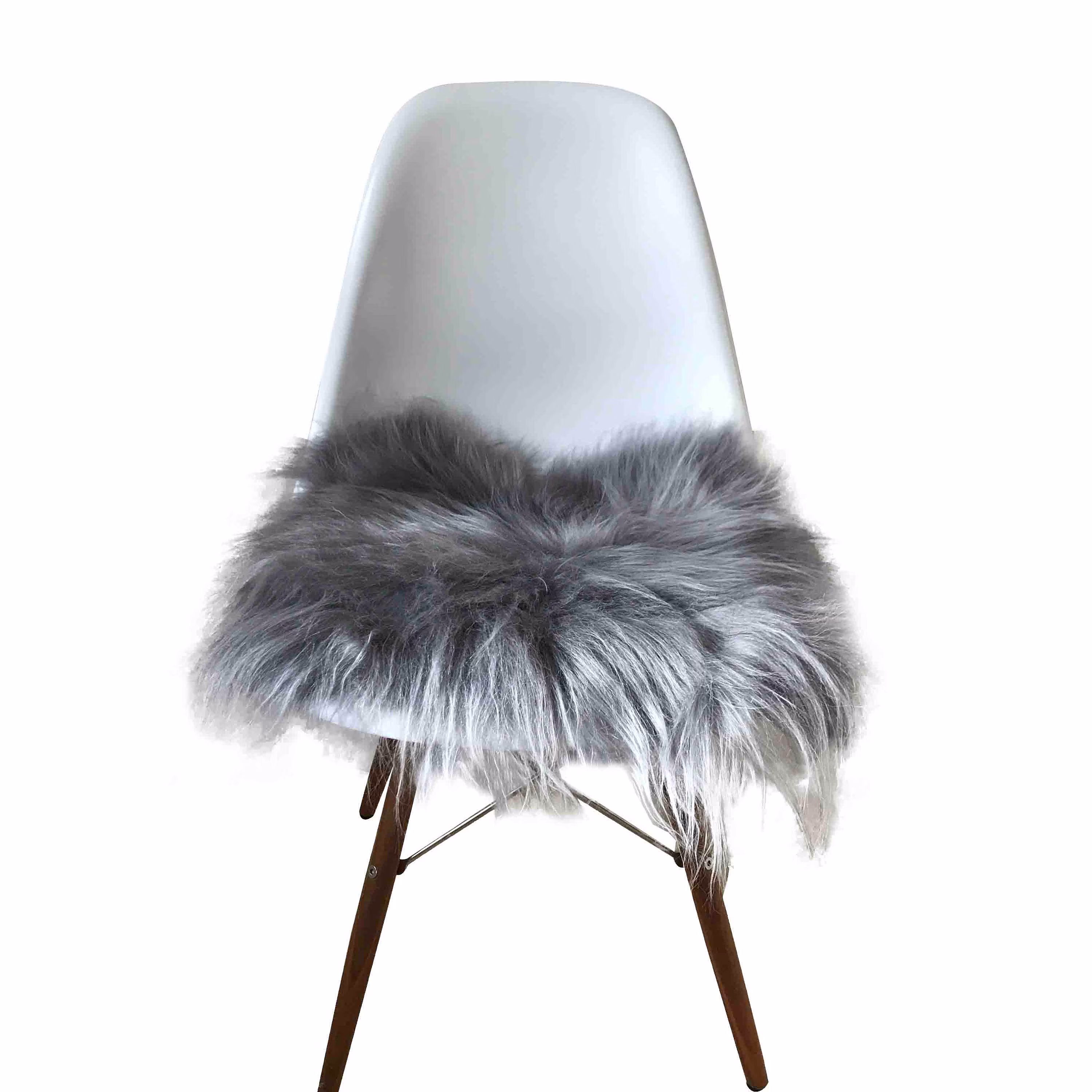 Sheepskin Seat Pads, Sheepskin Chair Pads, 100% Natural Eco Tanned Icelandic 37 X cm - Grey