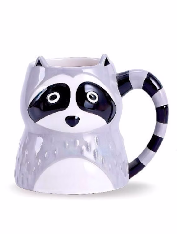 Raccoon Shaped Mug, Gifts, Handmade Mug Animal, Lovers