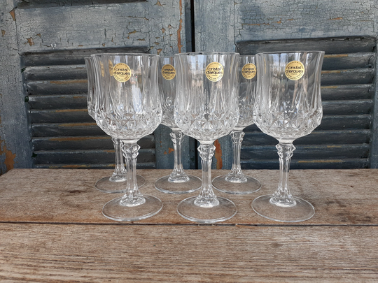 Vintage Cristal D'arques Longchamps Crystal Goblets Set Of Six Elegant Dining